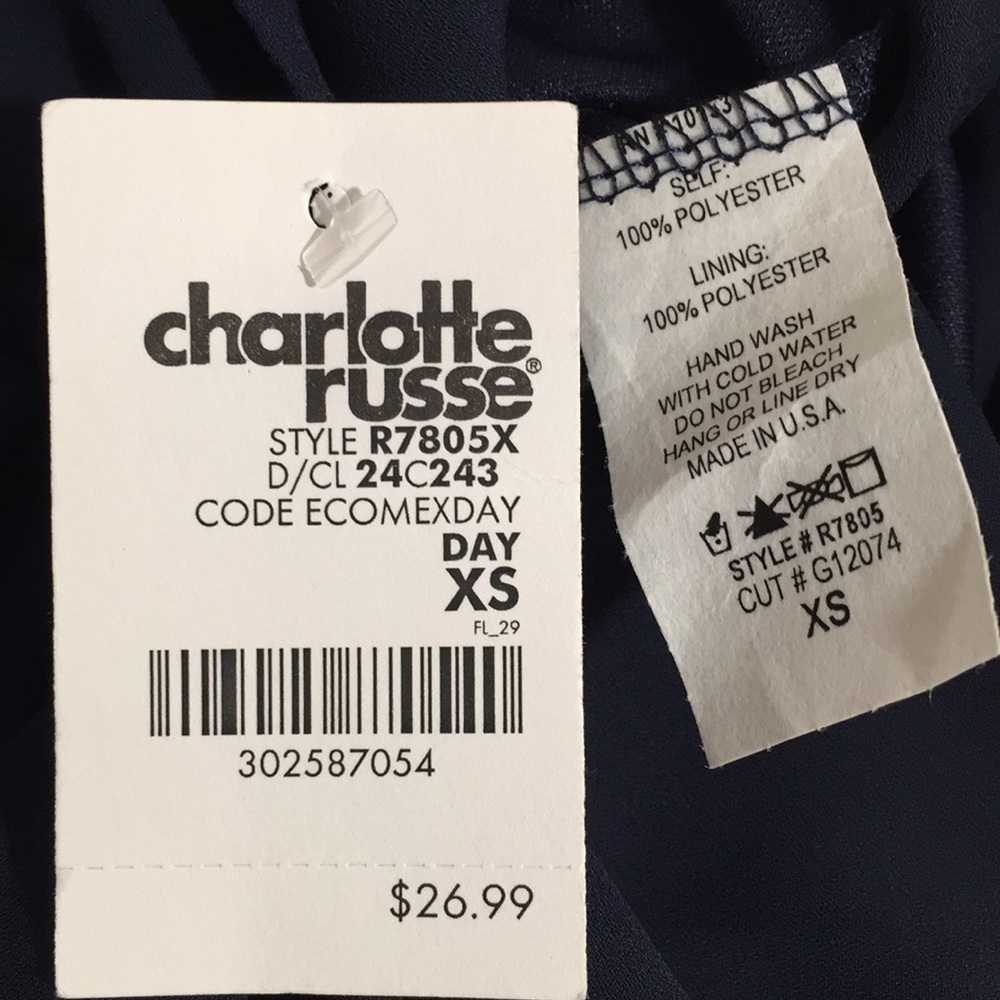 Charlotte Russe Navy Blue dress Sz. xsmall - Picture 8 of 8